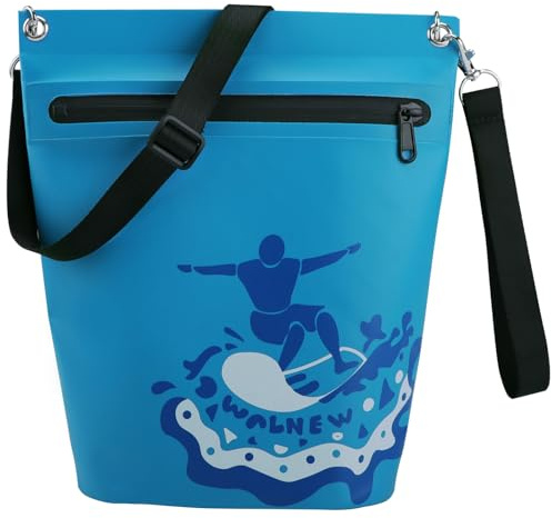 WALNEW Dry Bag mit Wasserdichtem Reißverschluss, leichte wasserdichte Tasche für Frauen Männer, IPX5 Crossbody Wasserdichter Beutel hält Ausrüstung trocken für Kajak, Strand, Bootfahren (Blau)