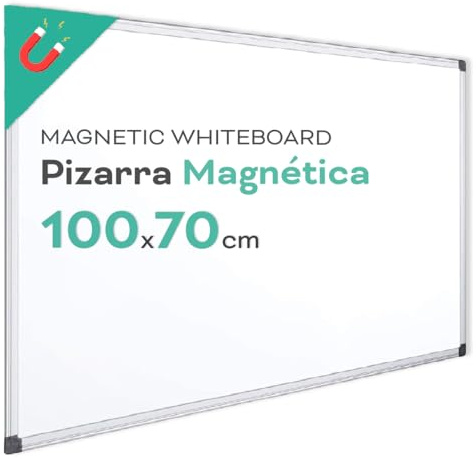 Whiteboard, Magnettafel mit Aluminiumrahmen, glatte Oberfläche, leicht zu löschen, Tafel für Notizen, Zeichnen, Lehren oder Organisieren, Werkzeug für Büro und Schule - Gastronomie (100 x 70 cm)