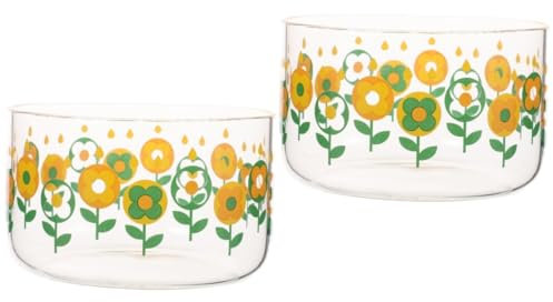 PRETYZOOM 2 Pièces Saladier en verre rétro Bol de dessert Bol en verre rétro Bol en verre décoratif Bol à dessert Bol à salade vintage saladiers en verre petits bols bol de service Un verre