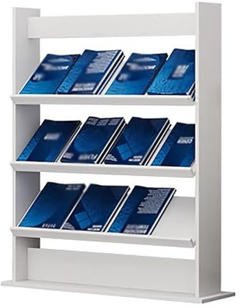 Prospektständer mit großer Kapazität, Zeitschriftenständer, Bücherregal, bodenstehender Ständer aus Holz für Literatur/Zeitschriften/Kataloge/Prospekte, Wartezimmer/Messe/Lesesaal (Farbe: Weiß, Größ