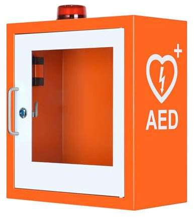 XNYXLPP AED-Erste-Hilfe-Schrank aus Metall, Aufbewahrungsschrank, Defibrillator, Alarmleuchte, Diebstahlsicherung, AED-Wandschrank für Zuhause, Krankenhaus