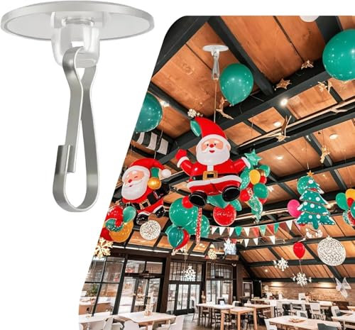 AFFAVON 100Pack Self Adhesive Ceiling Hooks for Hanging, 2cm Small Clear Hooks Sticky Damage-Free, Removable Wall Hanger for Festival Birthday Party Christmas Halloween Decorations