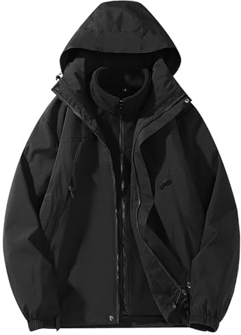 Generisch Veste de ski pour femme - Imperméable - 3 en 1 - Veste fonctionnelle - Noir - Veste de randonnée - Veste d'hiver chaude - Veste d'extérieur - Anorak - Veste de snowboard, Noir (01), L
