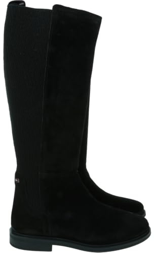 Tommy Hilfiger Women’s Flag Suede Long Boots, Black (Black), 6.5