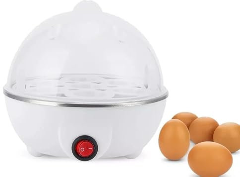 Ccarzzi Egg Boiler Multi Electric Egg Cooker with Poaching Tray, Up to 7 Egg Capacity, for Soft Dippy, Hard & Poached Eggs (White)