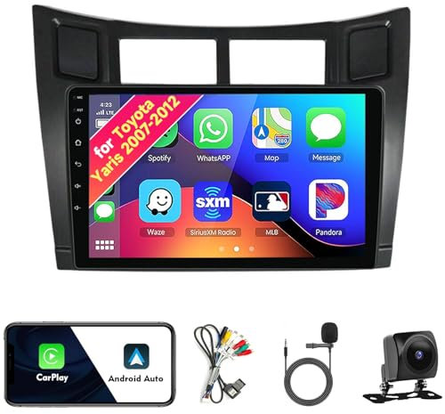 Radio estéreo para Toyota Yaris 2007-2012, Android 13, Pantalla táctil IPS de 9 con CarPlay y Android Auto, navegación GPS, DSP, SWC, cámara WiFi 5G(8Core 8+128GB)