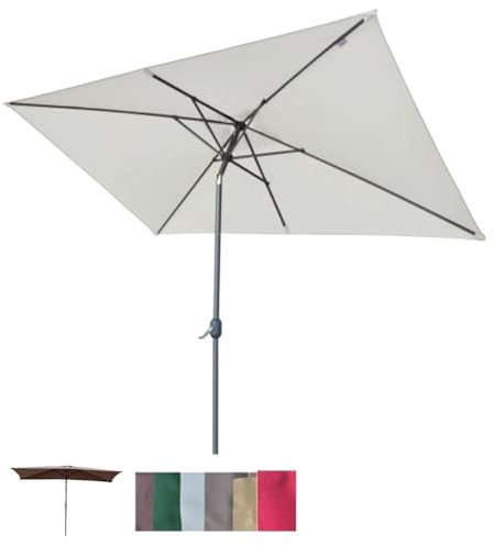 Sombrilla de jardín giratoria de 2 x 3 pies, sombrilla rectangular con protección UV, toldo ajustable para exteriores para balcón y patio trasero (color arena)