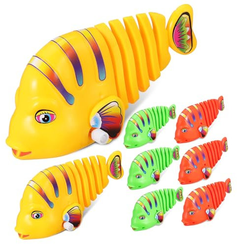 Toyvian 8 Pièces Jouets Poisson Nageur Robot en Plastique Ondulé Poisson-Jouet Amusant pour Garçon, Fille Et Chats