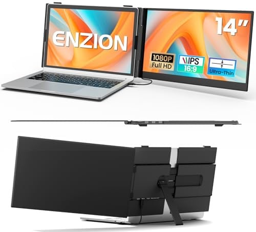 Laptop Screen Extender, 14 FHD 1080p Monitor Portatile per Laptop Ultra Sottile Leggero Extender Plug & Play per laptop da 13 a 17, compatibile con Mac/Guadagni/Chrome/Android (Nero)