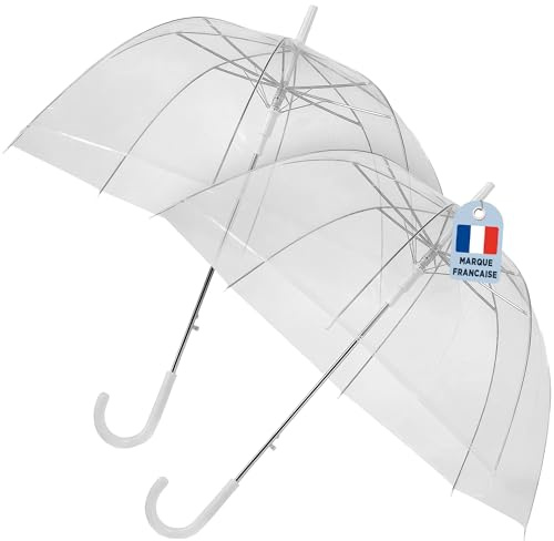 O³ Transparenter Regenschirm, Glocke, windfest, groß, ideal für schöne Hochzeitsfotos, leicht und einfach zu benutzen, 2 Stück, 2