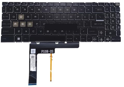 LWDOZMD US Backlit Keyboard for MSI for CYBORG 15 A12U A12V A12UDX A12VF A12VE A12VEK A13VF for Gaming Laptop English Per-Key RGB Backlight(Single Color Light)