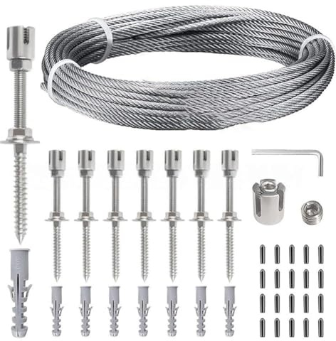 Lawnoval Modernes Rankgitter aus Edelstahl, Kletterpflanzen, 304 Edelstahl, 12 m oder 16 m, Set mit Zubehör, 12 Meter
