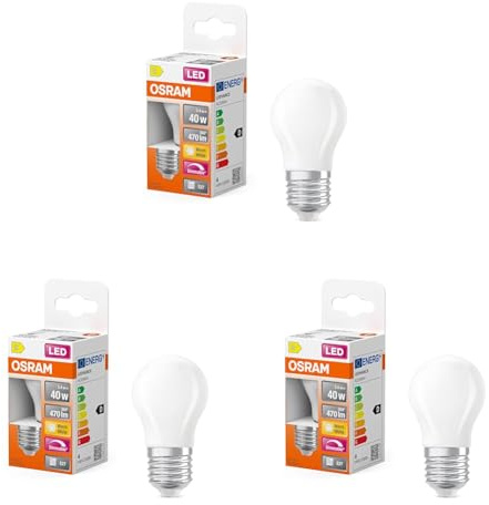 Osram LED Retrofit CLASSIC P DIM P-Form LED-Lampe Glas Matt 3,4 W 470 lm 2700 K Dimmbar Energieeffizienzklasse: D CRI: 80 (Packung mit 3)