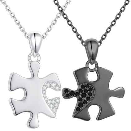 HOOHWE Hjärta pussel halsband för par 925 sterlingsilver par kedja partnerkedjor alla hjärtans dag gåvor smycken för män kvinnor