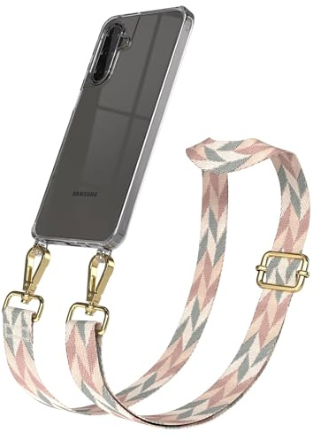 EAZY CASE Handykette - Verstellbares Taschenband kompatibel mit Galaxy A17, Schulterriemen, Handykordel mit Silikon Hülle, Umhängetasche, Mint/Rosa Mix Gold