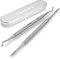 FAMILIFE Lima y elevador de uñas encarnadas, 2 piezas de herramientas de uñas encarnadas de doble cara con estuche de almacenamiento, corrector profesional 100% acero inoxidable, kit de pedicura