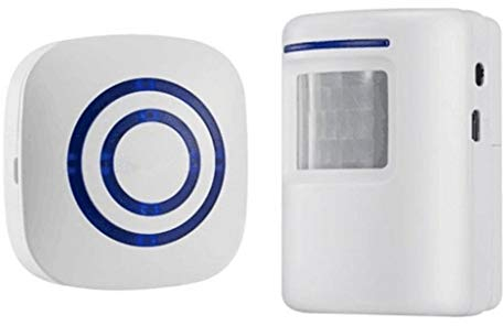 Motion Sensor Door Chime for Business, Outdoor Doorbell Kit Wireless Driveway Alert: Infrared Motion Sensor Chime with 1 Plug-in Receiver and 1 PIR Motion Sensor Detector Alert - LED Indicators