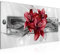 Runa Art Wandbild Blumen Lilien 1 Teilig 100 x 40 cm Modern Bild auf Vlies Leinwand Abstrakt Wohnzimmer Grau Rot 008712c