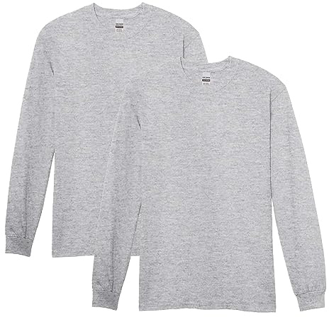Gildan Men's Heavy Cotton Long Sleeve T-Shirt, 2-Pack, Sport Grey, Large