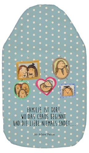 Mr. & Mrs. Panda Wärmflasche Igel Familie - Geschenk, Mama, Bruder, Zusammenhalt, Oma, Muttertag, Wärmekissen, Wärmflaschenbezug, Bettflasche,