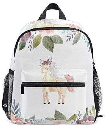 Kinderrucksack Blumen und kleines Einhorn Kindergarten Vorschule Tasche für Kleinkind Mädchen Jungen