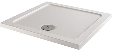 Hydrolux® 800 x 800 x 45mm White Bathroom Shower Tray for Enclosures Cubicles & Wet Room with Waste, Square
