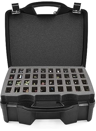 CASEMATIX Hard Shell Miniature Carrying Case - 80 Slot Figurine Miniature Storage Case with Customizable Foam Layer for Large Miniatures Compatible with Warhammer 40k, DnD & More!