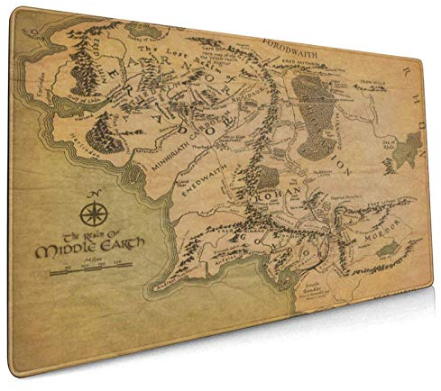 Gaming Mauspad, Große Mausmatte Lord Rings Karten Rutschfeste Gummiockel, wasserdichte und faltbare Matte Tastatur Mousepad, Schreibtischmatte, für Desktop, Laptop, Tastatur Mehr (15.8x29.5x0.12inch)