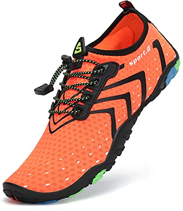 SAGUARO Wasserschuhe Herren Damen Schnell Trocknend Schwimmschuhe Atmungsaktiv rutschfeste Badeschuhe mit Dicke Sohle für Frauen Männer, Leuchtend Orange, 39 EU