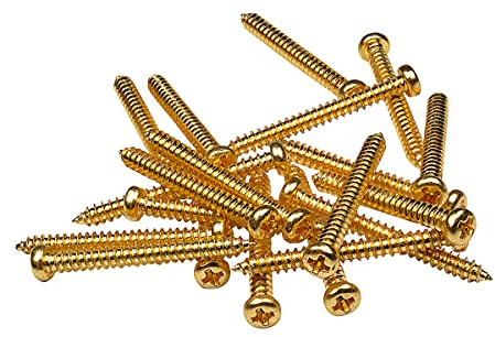 Musiclily Basic 2,6x26mm Metall Metrisches Gewinde Tonabnehmer Holz Befestigungs Schrauben für Single Coil/Humbucker Pickups, Gold(20er Set)