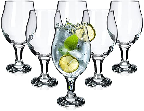 KADAX Verres à Gin et Tonic, Set de 6, Verres à Cocktail, Bière et Eau, Verre en Verre Transparent, 570 ml, Tulipe, Réutilisable, Mariage, Cocktail, Lisse, Transparente, Référence 5903699423400