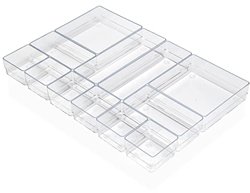 ALPOONS® - Schubladen Organizer (12er transparent) mit Antirutsch Pads für einen extra stabilen Halt. Organizer Schublade für eine klare Übersicht. Organizer Schminke sorgt für Ordnung im Chaos.