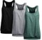 UNibelle Tank Top Damen Yoga Shirt Top Sport Tanktop Ärmellos Racerback Fitness Oberteil Training 3er Pack, 3er Pack_ Schwarz/Hellgrau/Flaschengrün, L
