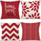 ZWJD Kissenbezug 45x45 4er Set Dekokissen Kissenbezüge Dekoration Outdoor Kissenbezüge Leinen Dekokissen für Schlafzimmer, Sofa, Stuhl, Bett, Garten (45 x 45 cm,Rot)