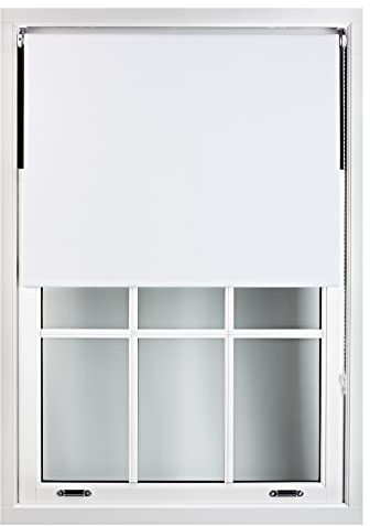 FURNISHED Roller Blinds Window Blackout, White, 230cm Wide x 210cm Long | Thermal 100% blackout trimmable insulated UV protection child safe easy fit home office window blinds