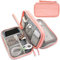 Teskyer Sac de Rangement Câble, Sac de Rangement d’Accessoires Électroniques, Étanche, Antichoc Anti, Accessoires de Voyage, 2 Couche, Rose