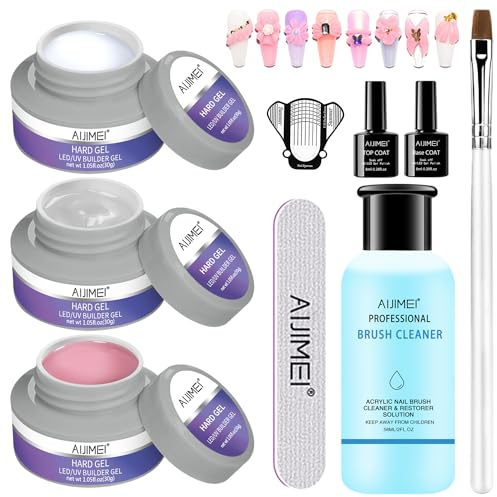 AIJIMEI 3 Farben Aufbau Nagelgel 30g, für Gelnägel, Verlängerungs Nagelgel, Hard Gel Nagelset, UV Gel für Nagellack und Modellage, Nailart