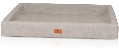 Knuffelwuff orthopädisches Hundebett Austin aus Kunstleder XXXL 155 x 125cm Grau