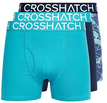 Crosshatch - Mens 'LYNOL' Everyday Essential Multipack Boxer Shorts - 3 Pack - Teal - M
