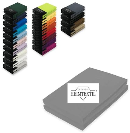 EXKLUSIV HEIMTEXTIL Jersey Spannbettlaken Marke Doppelpack 90-100 x 200 cm 100% Baumwolle, Öko - Tex Zertifiziert, Markenqualität, Matratzenhöhe bis 25 cm, Grau