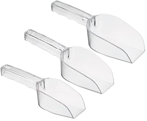 PATIKIL Ice Scoop, 3 Pack PC Plastic Small Ice Maker Flour Cereal Sugar Utility Handle Shovel for Home Kitchen, Clear