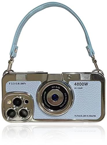 QoKcoahn Cute 3D Vintage Camera Phone Case with Hand Strap, Unique Cool Silicone TPU Shockproof Protective Case for iPhone 11 Pro Max