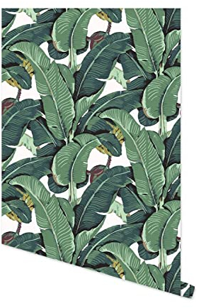 Feuille De Palmier Tropical Peler Et Coller Papier Peint Feuilles De Bananier Vert Papier Peint Auto-Adhésif Papier De Contact Amovible Pour Salon Papier Peint Pour Meuble Chambre Armoire Table De C
