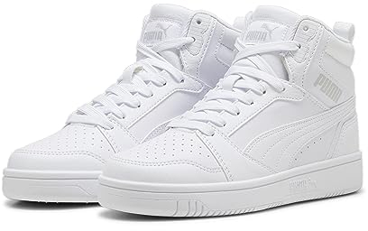 PUMA Unisex Kids Rebound V6 Mid Jr Baskets, White Cool Light Gray, 36 EU