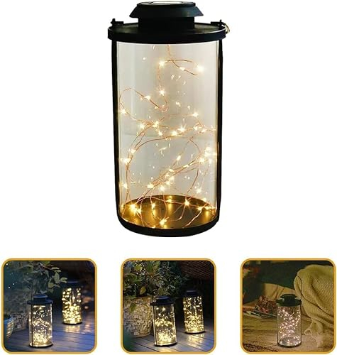 PB-Versand LED Solarlaterne/Zylinder - Solarlampe aus Glas mit LED Lichterkette warmweiß inkl. Akku Solar Gartenlampe Laterne