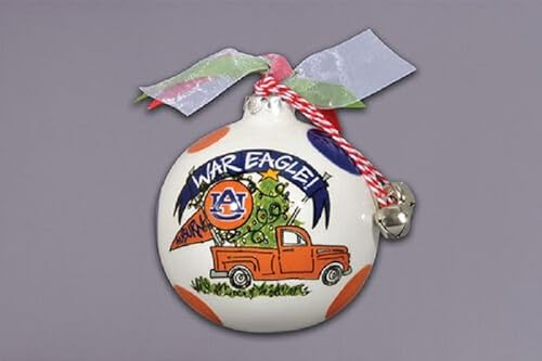 Magnolia Lane Kastanienbrauner LKW-Ornament mit Schleife, 8,9 cm Durchmesser, Glocken und Geschenk-Box, Heimdekor