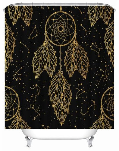 WIKINGER Duschvorhang 240x200 cm Anti-Schimmel Anti-Bakteriell Shower Curtains 3D Traumfänger Duschvorhänge Waschbar Wasserdicht Polyester Textil Badvorhang mit 12 Haken für Badezimmer