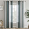 EMEMA Rideaux rayés Transparent avec œillets Voile Rideaux Salon Moderne Set de 2 Rideaux Chambre à Coucher Transparent avec Motif Rideau Semi-Transparent Rayures 140 x 225cm Blancs et Vert