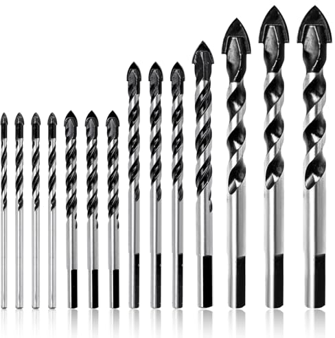 Rebanky 14 Piezas Juego de Brocas de Carburo de Tungsteno, Brocas Porcelanico Profesional Brocas para Cristal y Vidrio Brocas para Azulejos Porcelanico 6mm para Mármol, Granito(3/4/5/6/8/10/12/14mm)