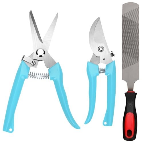 3pcs Coupe-Ongles pour Chèvres & Râpe à Sabots, Goat Hoof Trimmers Pinces à Sabots Tête Incurvée/Droite pour Sabots d'Animaux de Chèvre Mouton Agneau Cochon (Bleu)